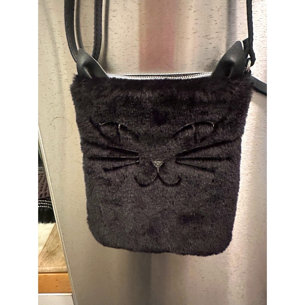 T-Shirt&Jeans Faux Fur Black Cat Crossbody Bag/Halloween Witch Goth Purse NWOT